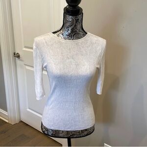 EUC Vince Ribbed Cream 3/4 Sleeve Top. Size Small.